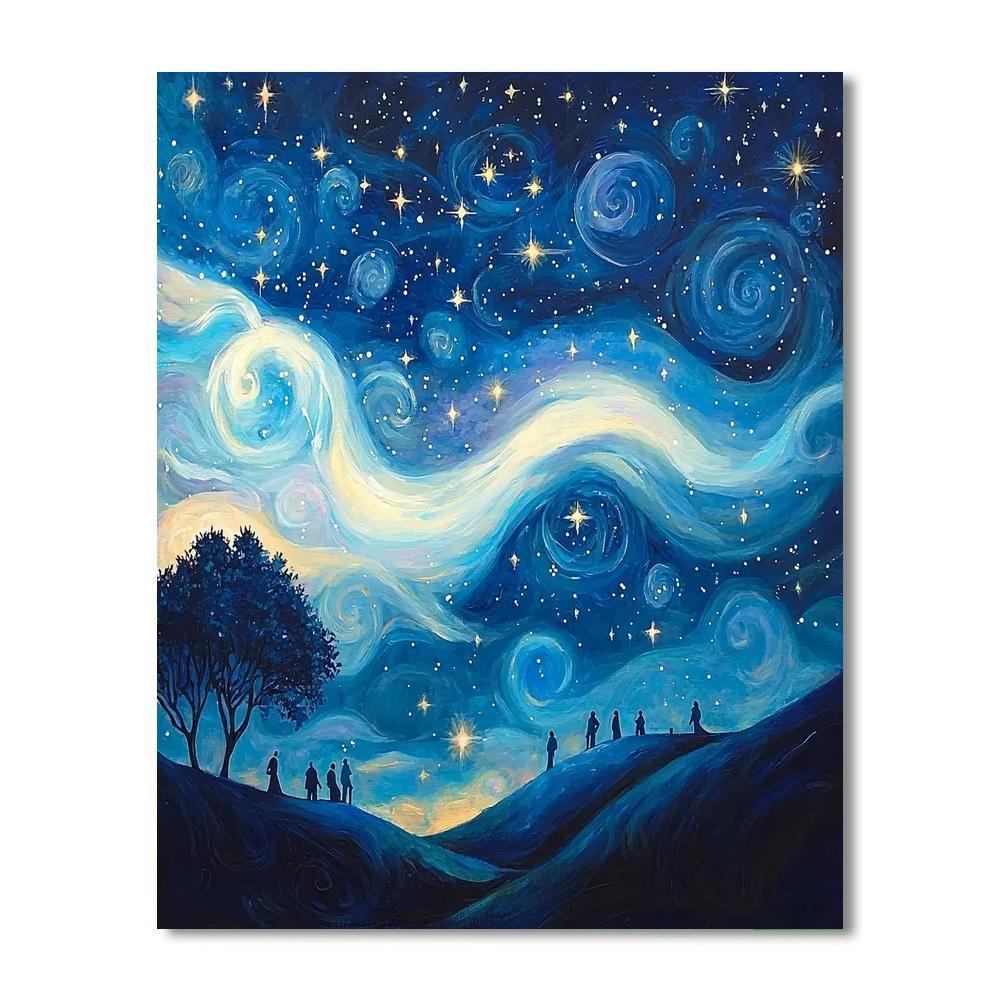 René Magritte Inspired Dreamy Stargaze  Paint By Numbers Kits