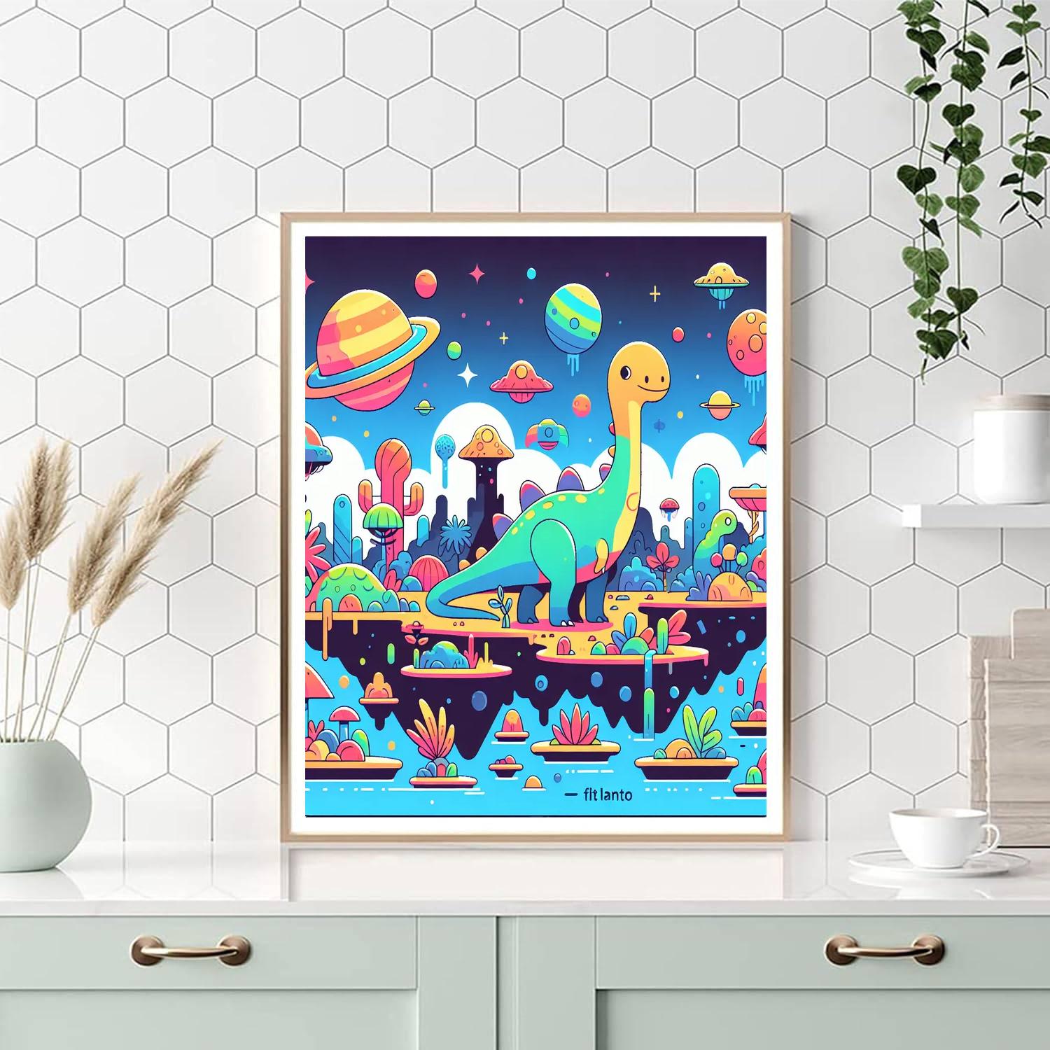 Space Dinosaur Discovery Number Painting