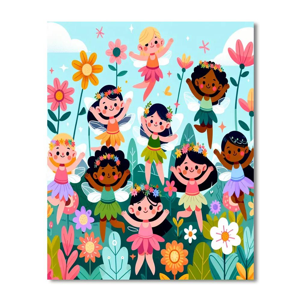Frolicking Fairies In The Garden Paint By Numbers Art