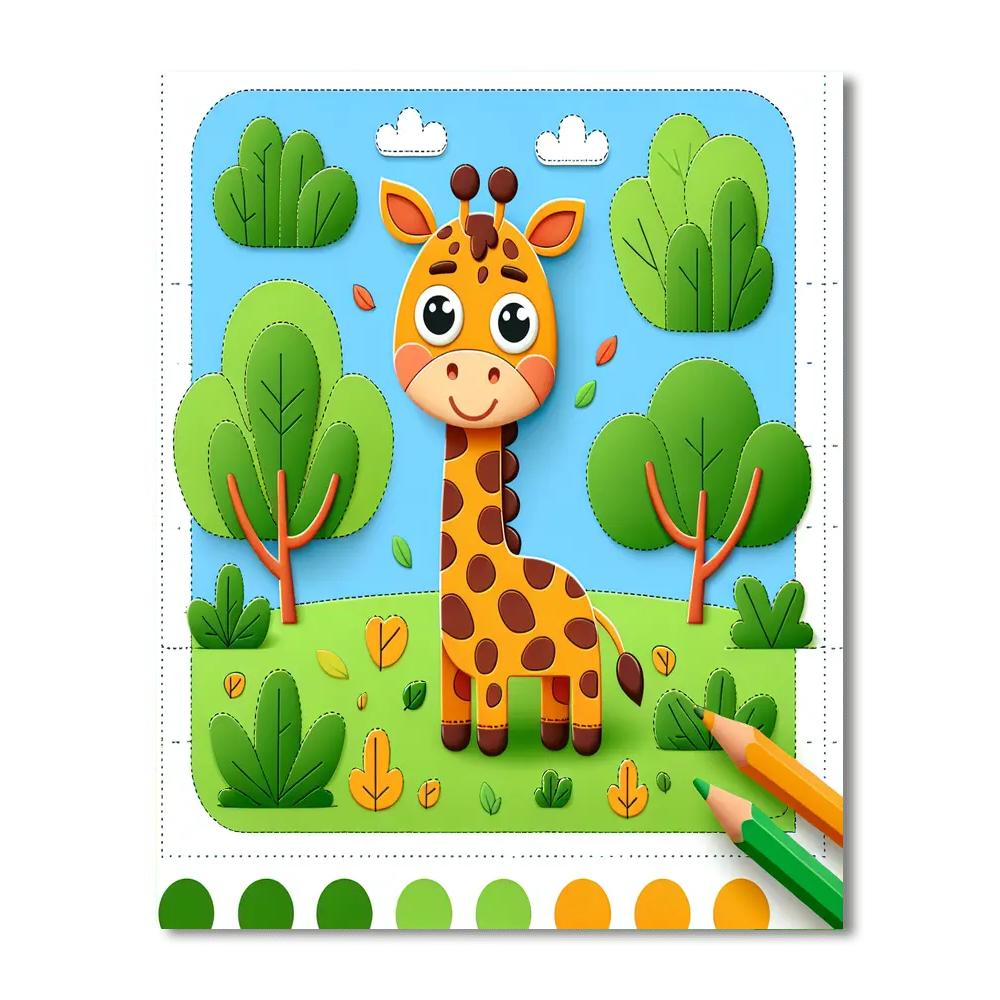Silly Goofy Giraffe Paint By Numbers Art