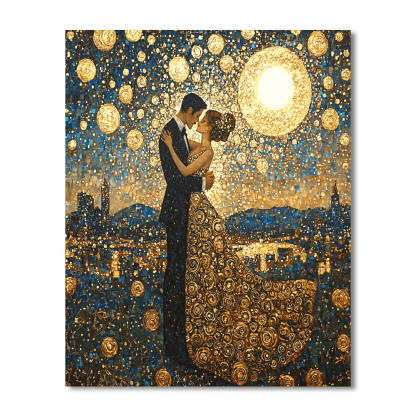 Gustav Klimt Inspired Dancing In The Moonlight  Paint By Numbers Art