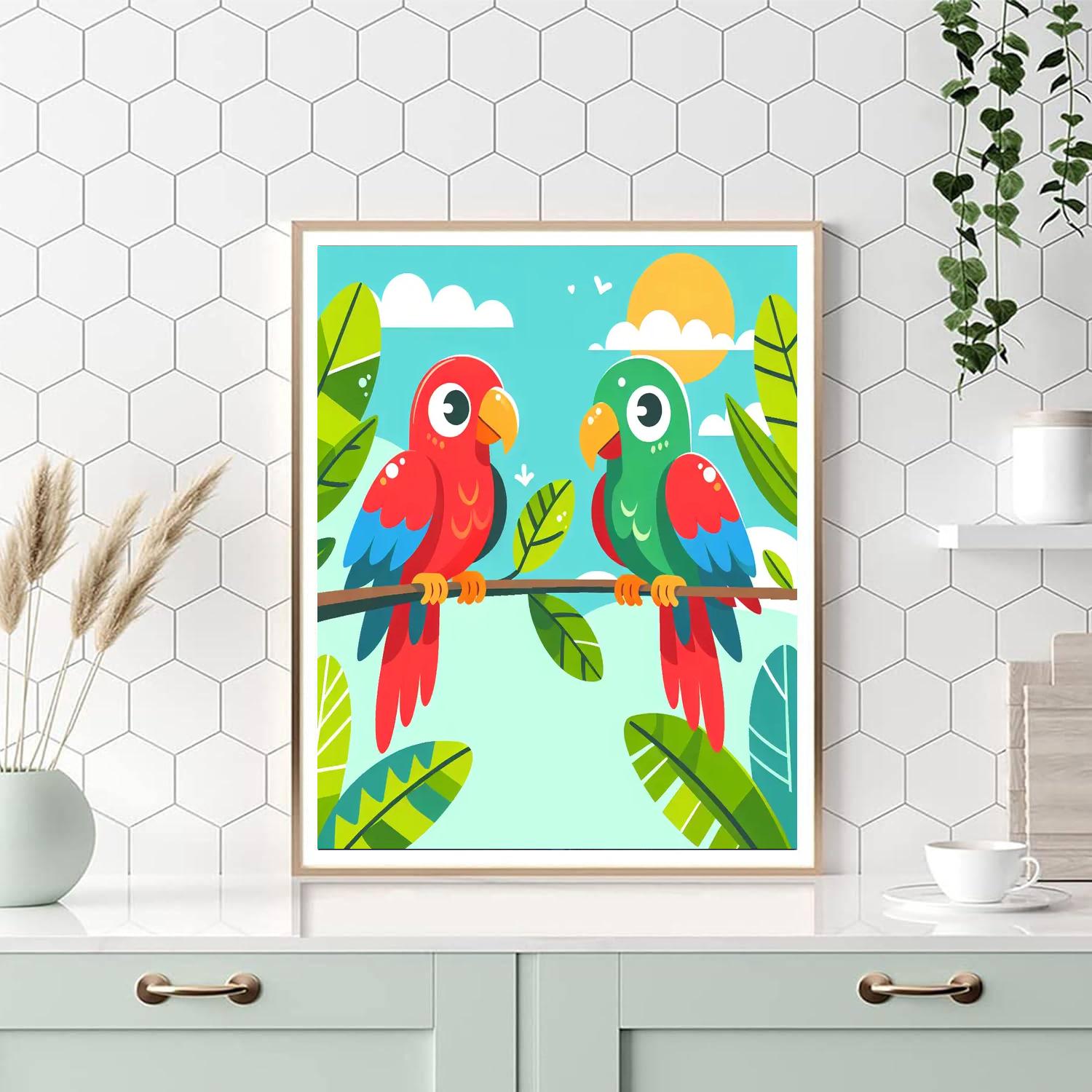 Prismatic Parrots Paint By Numbers Art