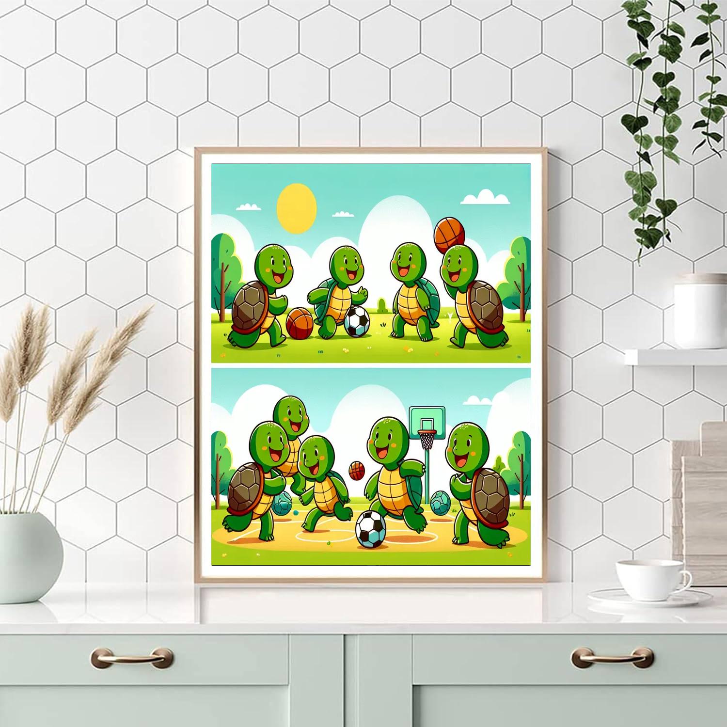 Sporty Turtles Paint By Numbers Art