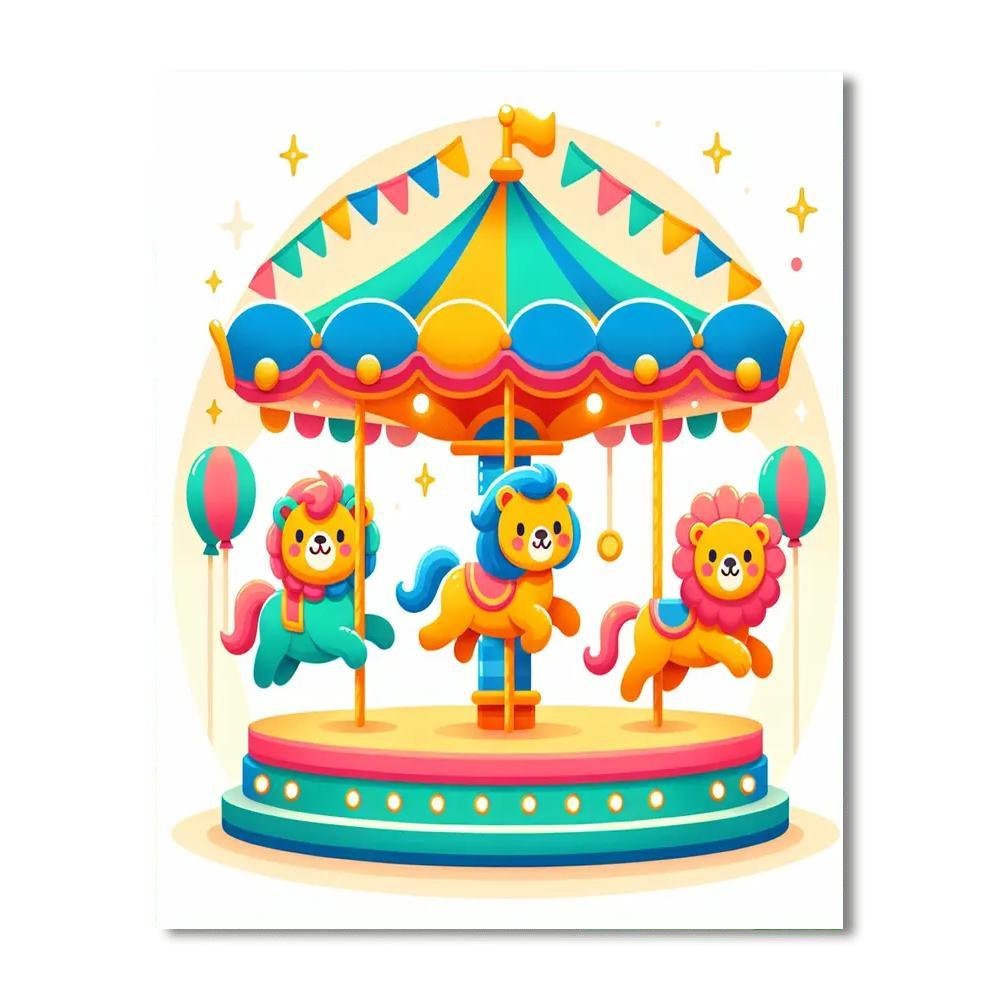 Joyful Carousel Animals Painting By Numbers Kit