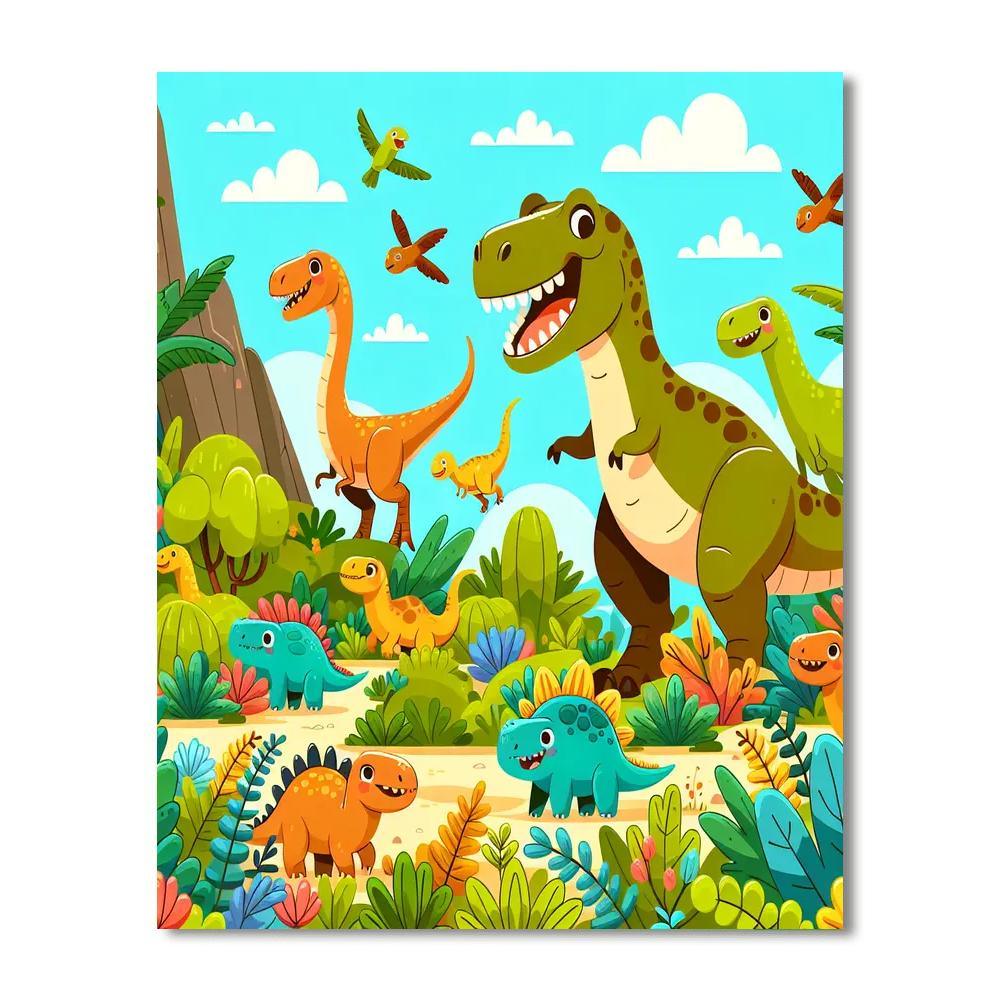 Dinosaur Adventure Time Paint By Numbers Art