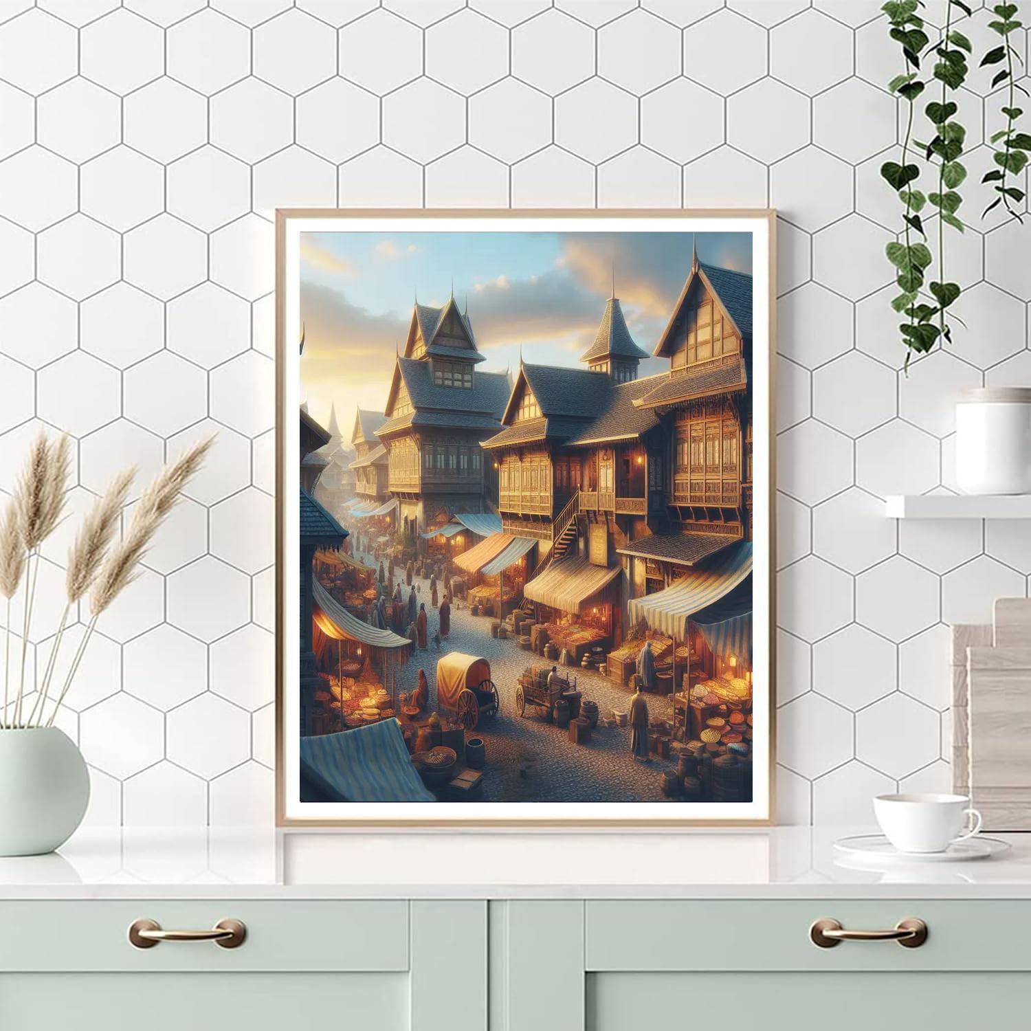 Historic Village Marketplace Number Painting