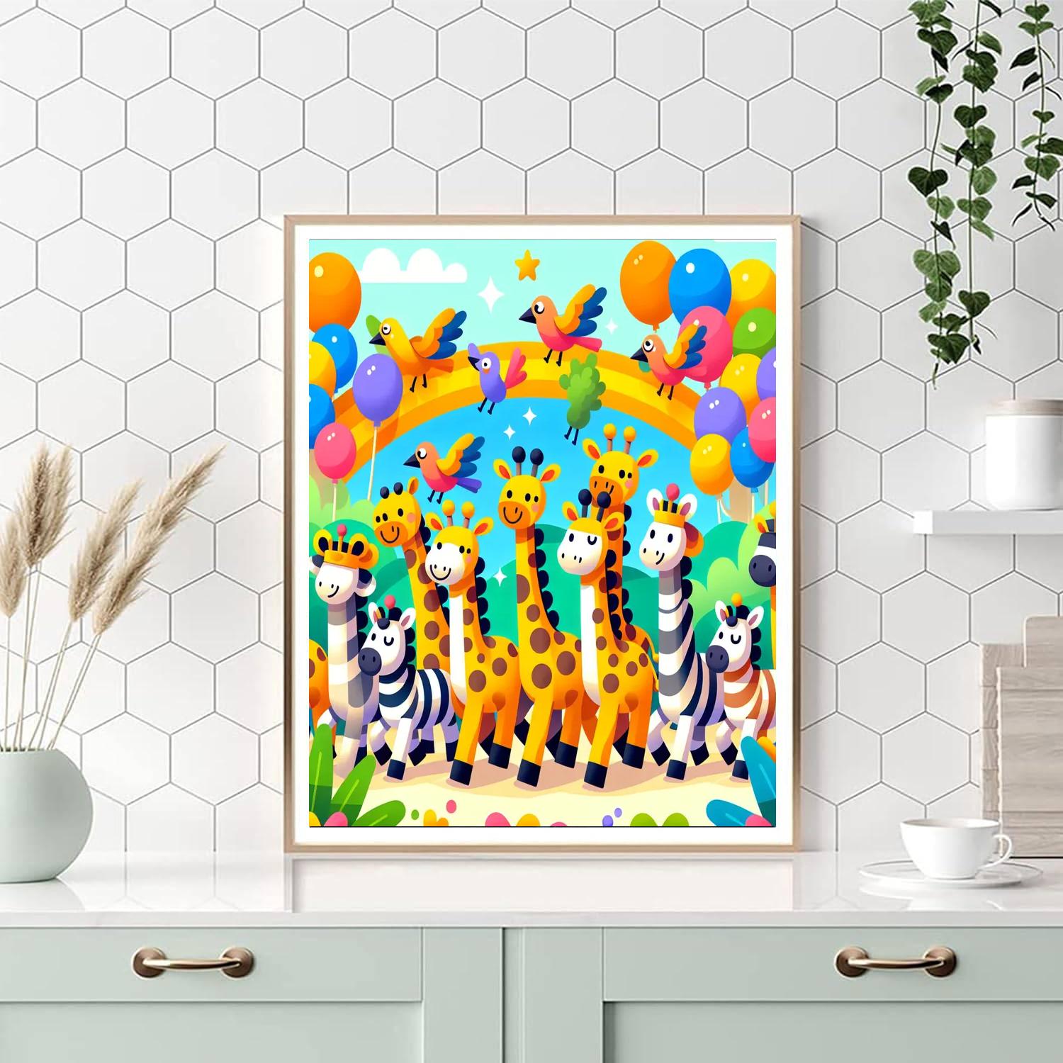 Giraffe And Friends Parade Paint By Numbers