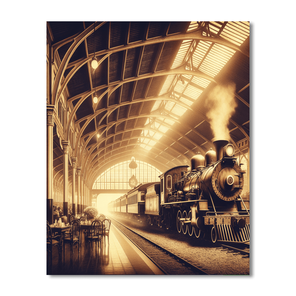 Retro Train Station DIY Paint By Numbers