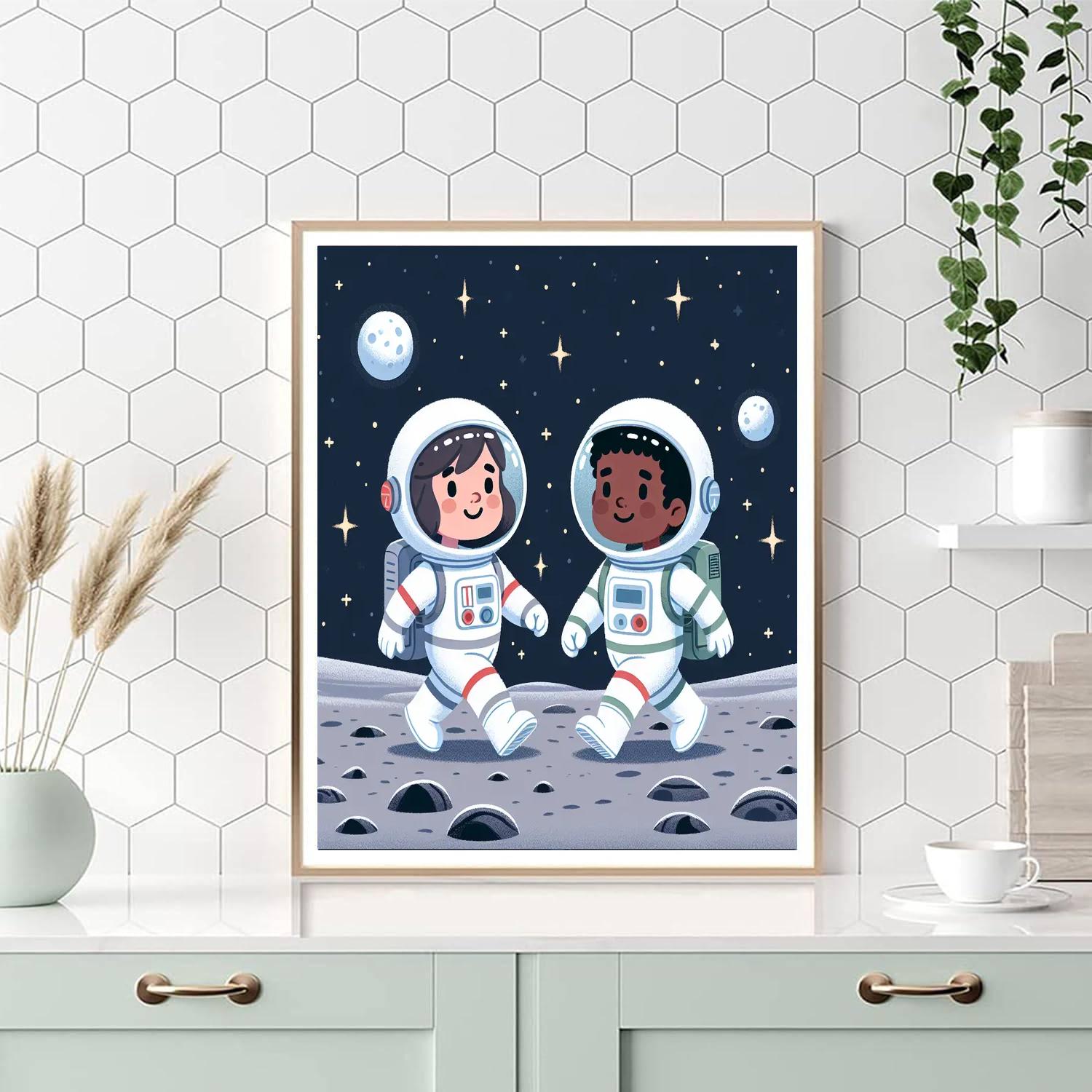 Moonlit Space Walk Paint By Numbers Art