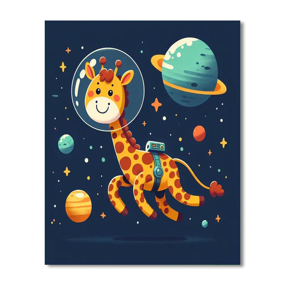 Galaxy Giraffe Adventure Number Painting