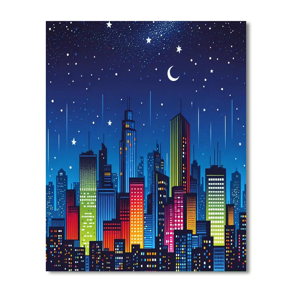 Cityscape Night Lights Painting Number Kit
