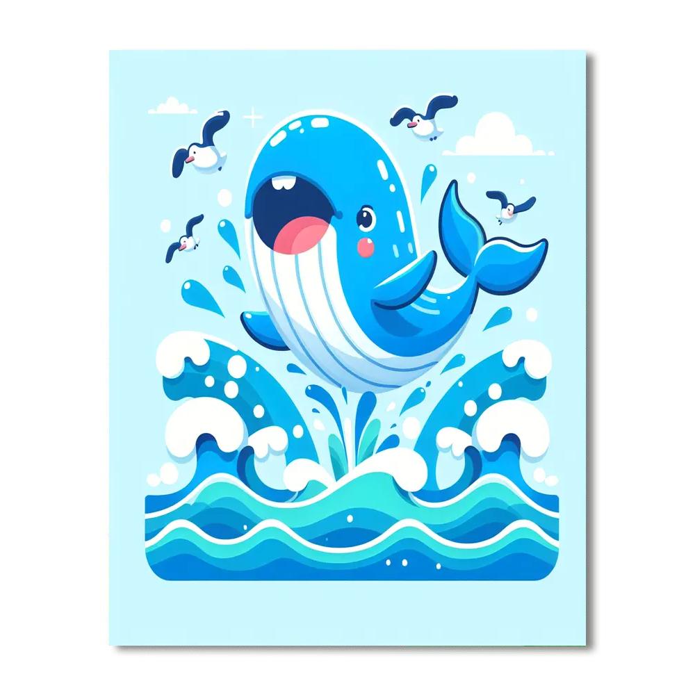 Cheerful Whale Splash Numbered Painting Kits
