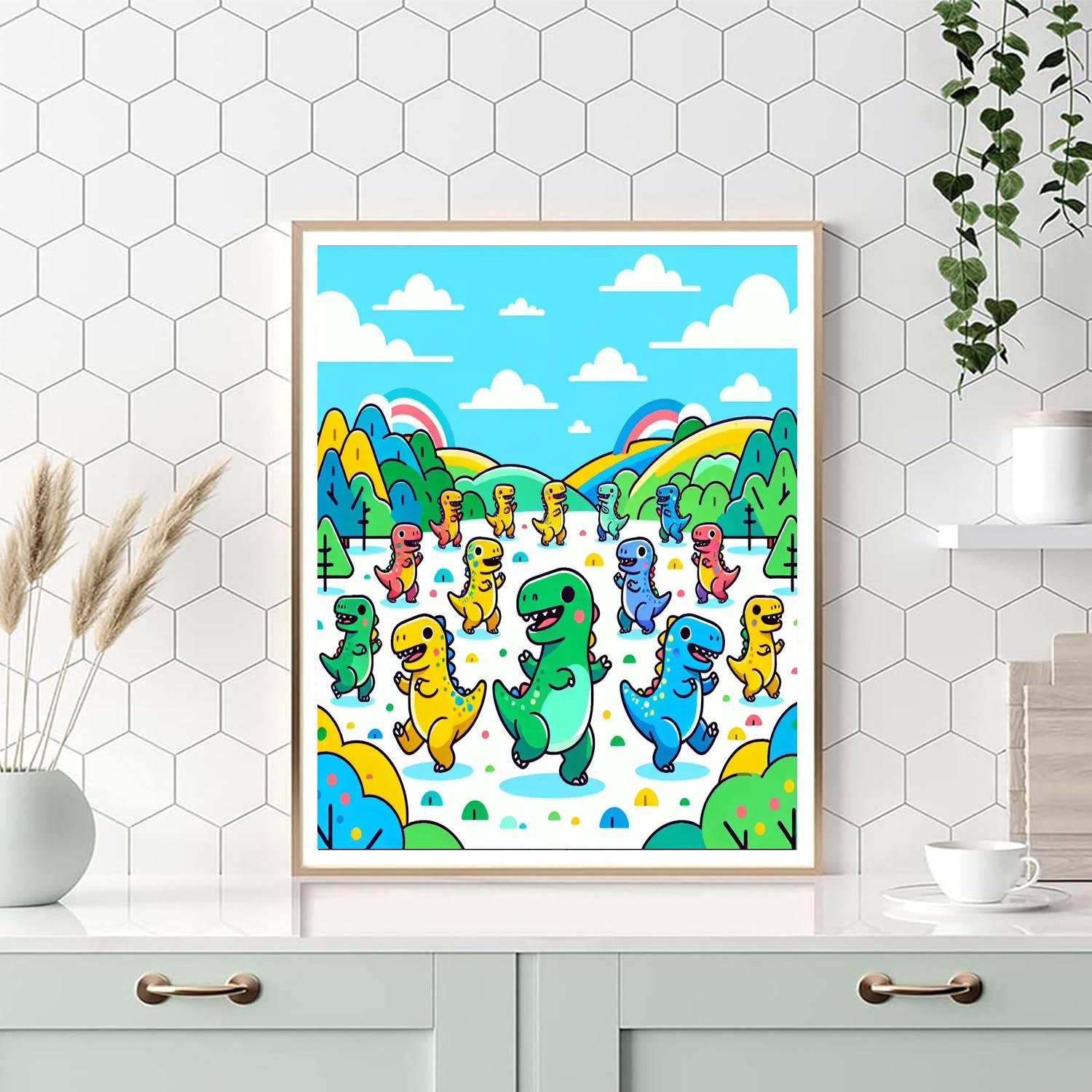 Dancing Dinosaurs In The Valley Painting By Numbers Kit