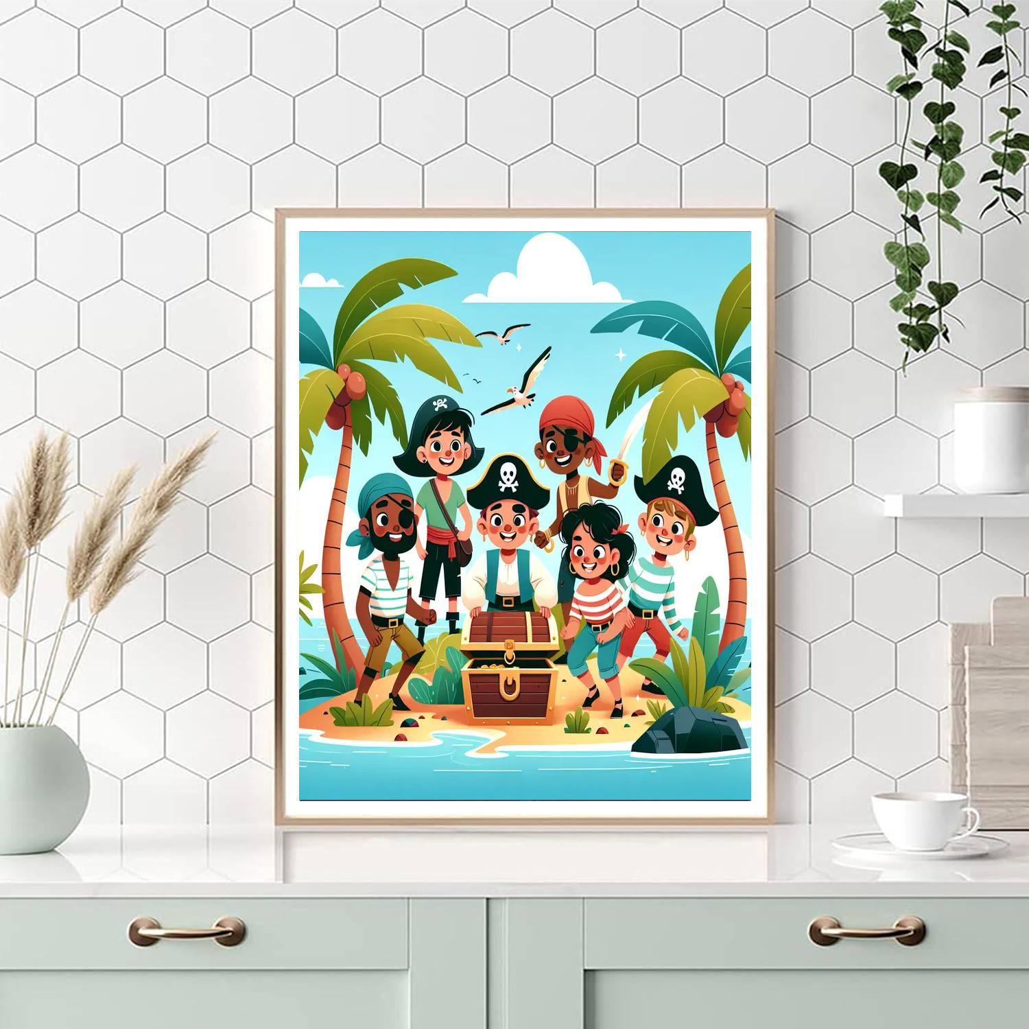 Pirates' Hidden Treasure Paint By Numbers Art