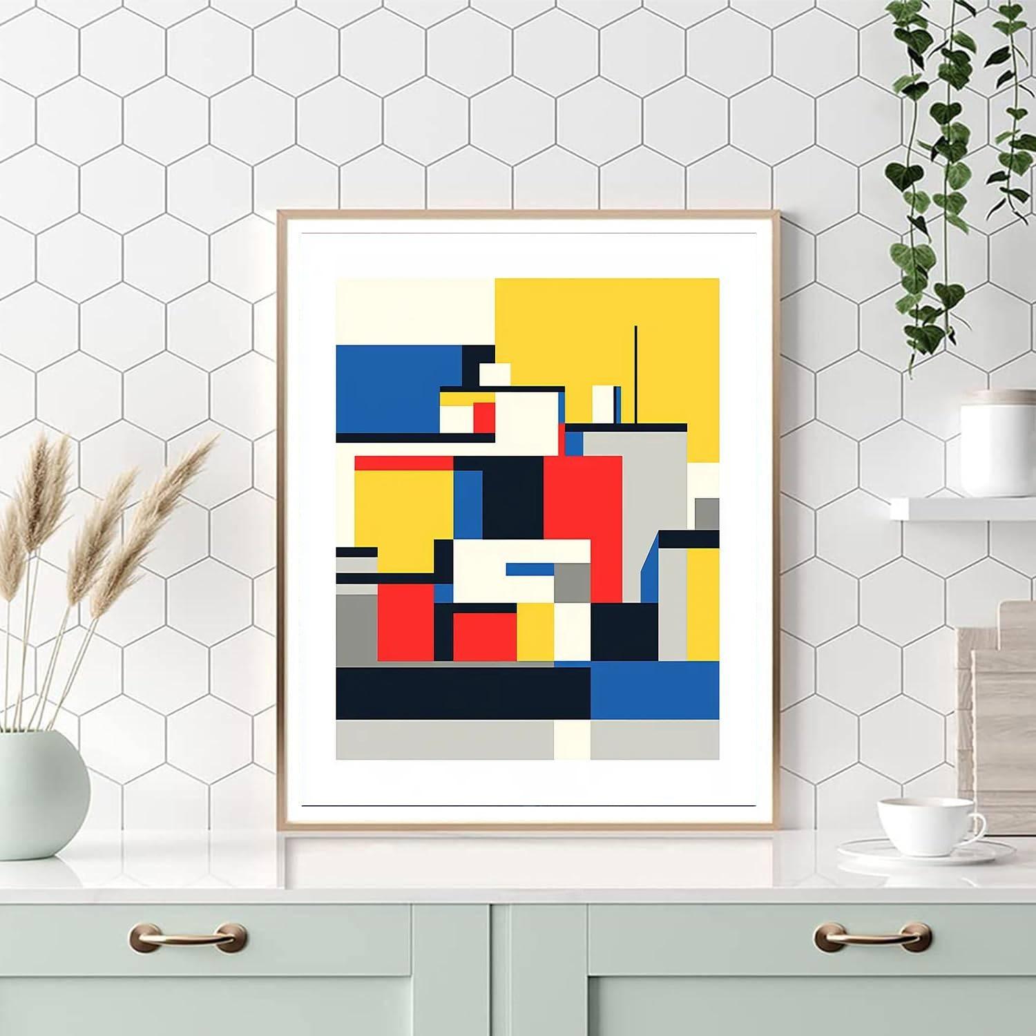 Piet Mondrian Inspired Minimalist Urban Reflection  Paint By Numbers
