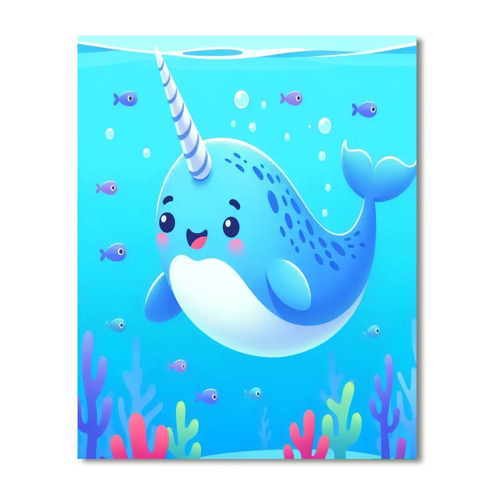 Friendly Narwhal Paint By Numbers Art