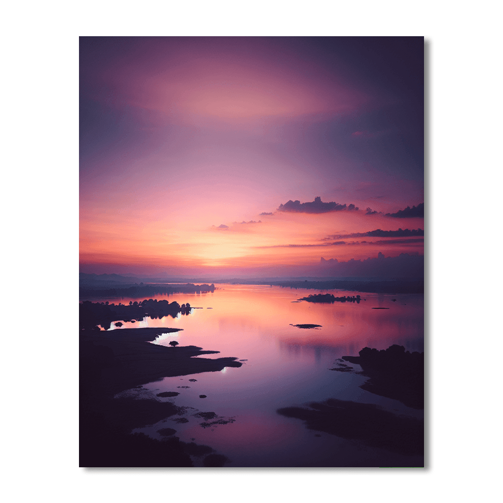 Dreamy Lakeside Dusk Number Painting