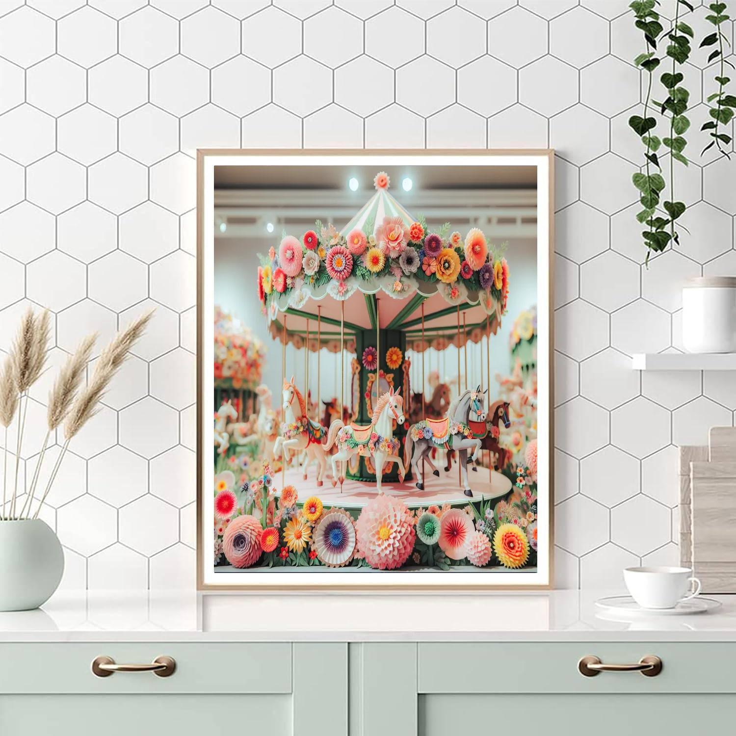 Charming Flower Carousel Paint By Numbers