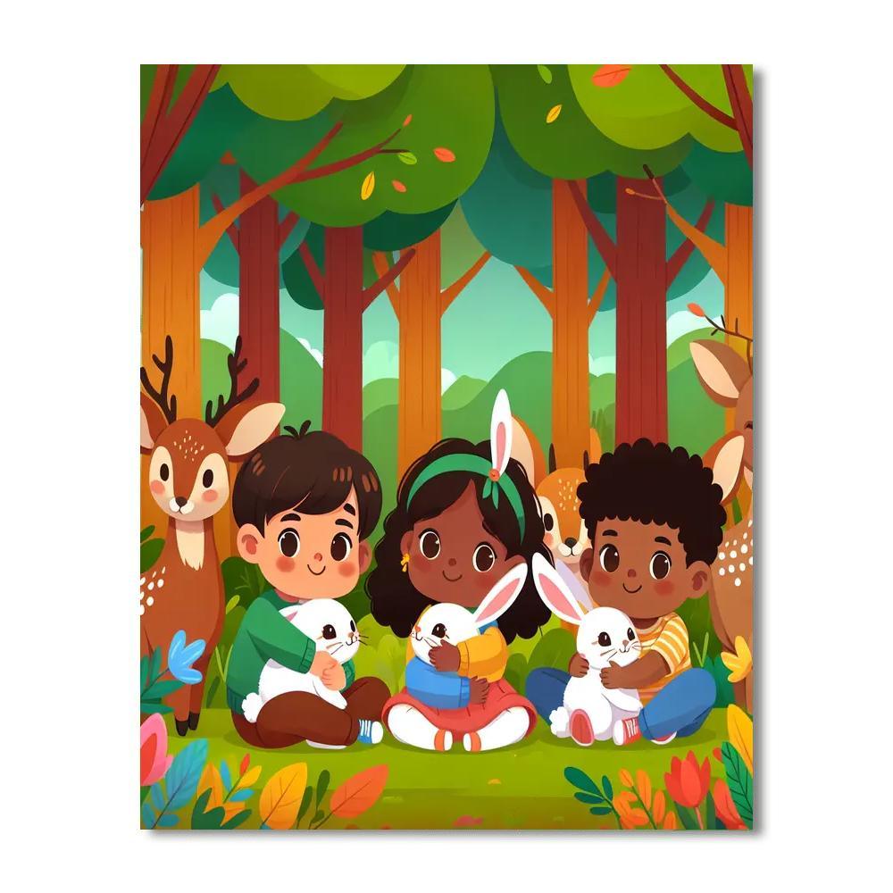 Cuddle Time With Forest Animals Painting Number Kit