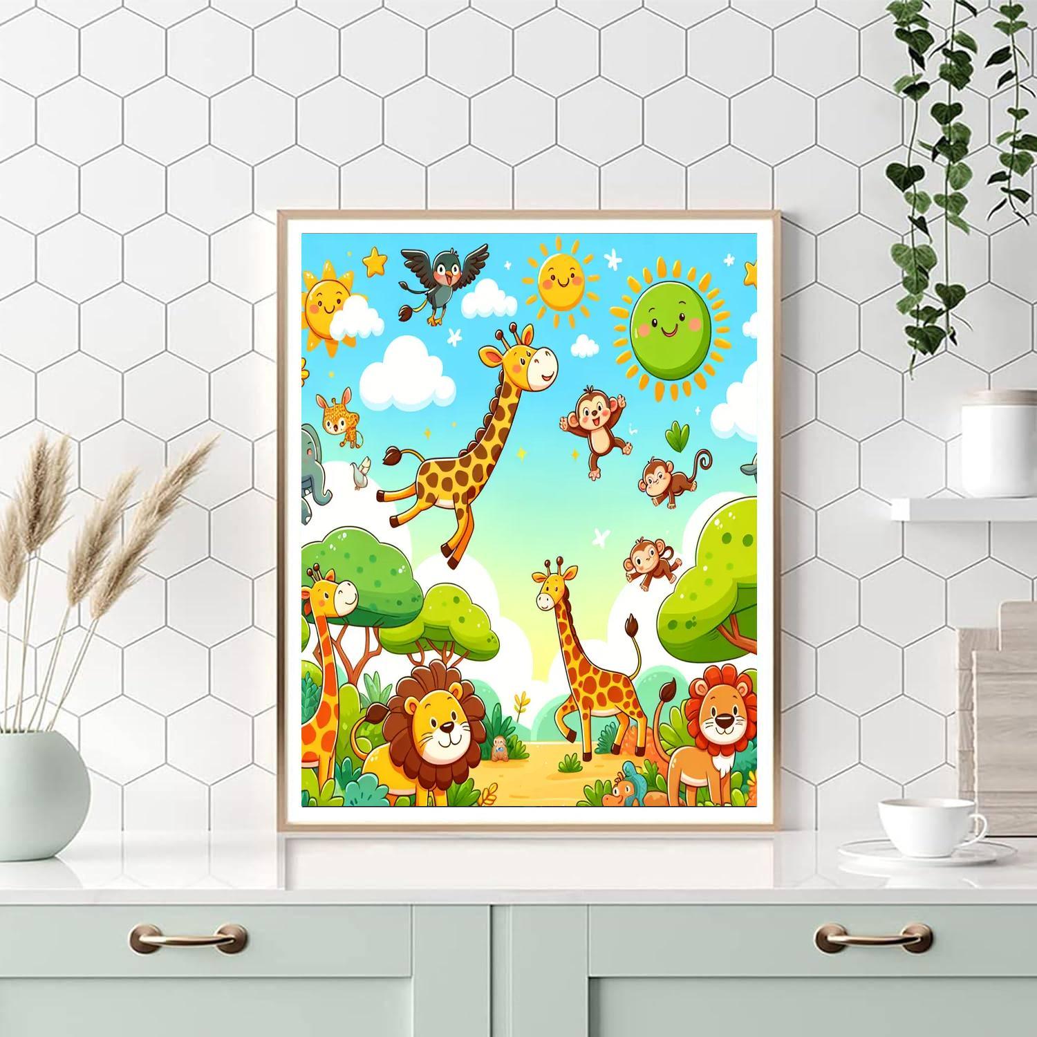 Whimsical Animal Safari For Kids Numbered Painting Kits