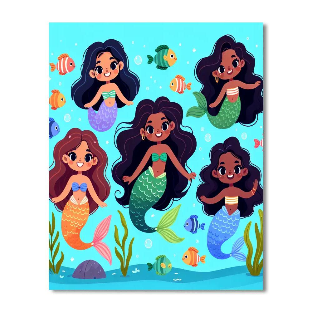 Whimsical Mermaids Number Painting