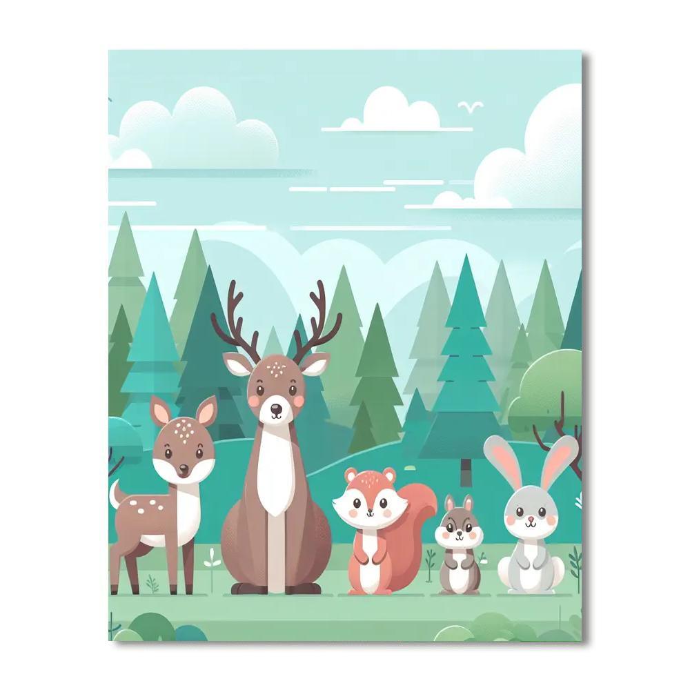 Forest Animals Gathering Paint By Numbers Kits