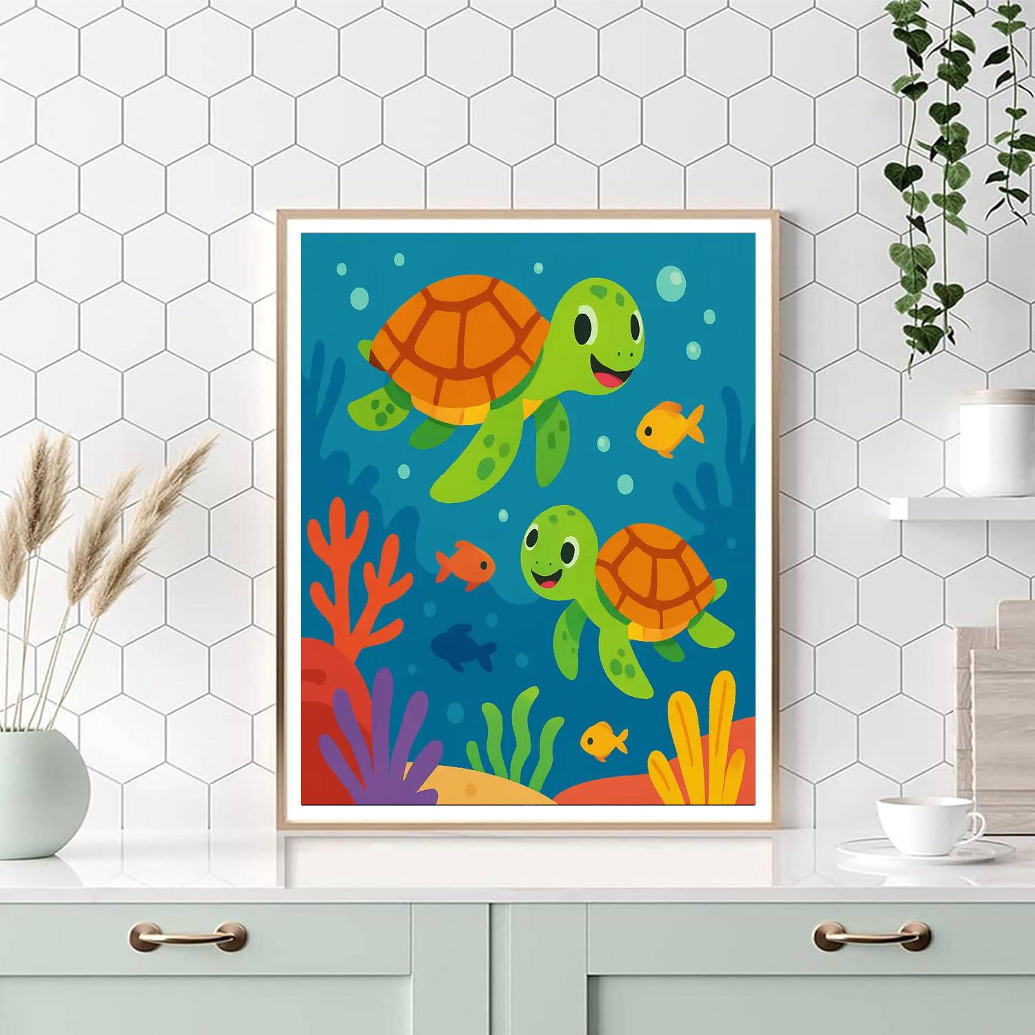 Joyful Sea Turtles Paint By Color