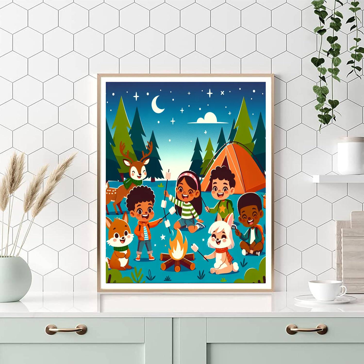 Cheerful Camping Fun Paint By Numbers