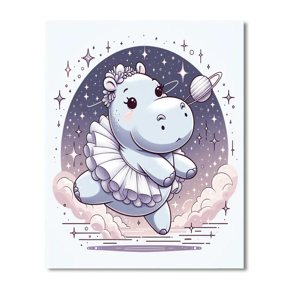Space Ballet Hippo Number Painting