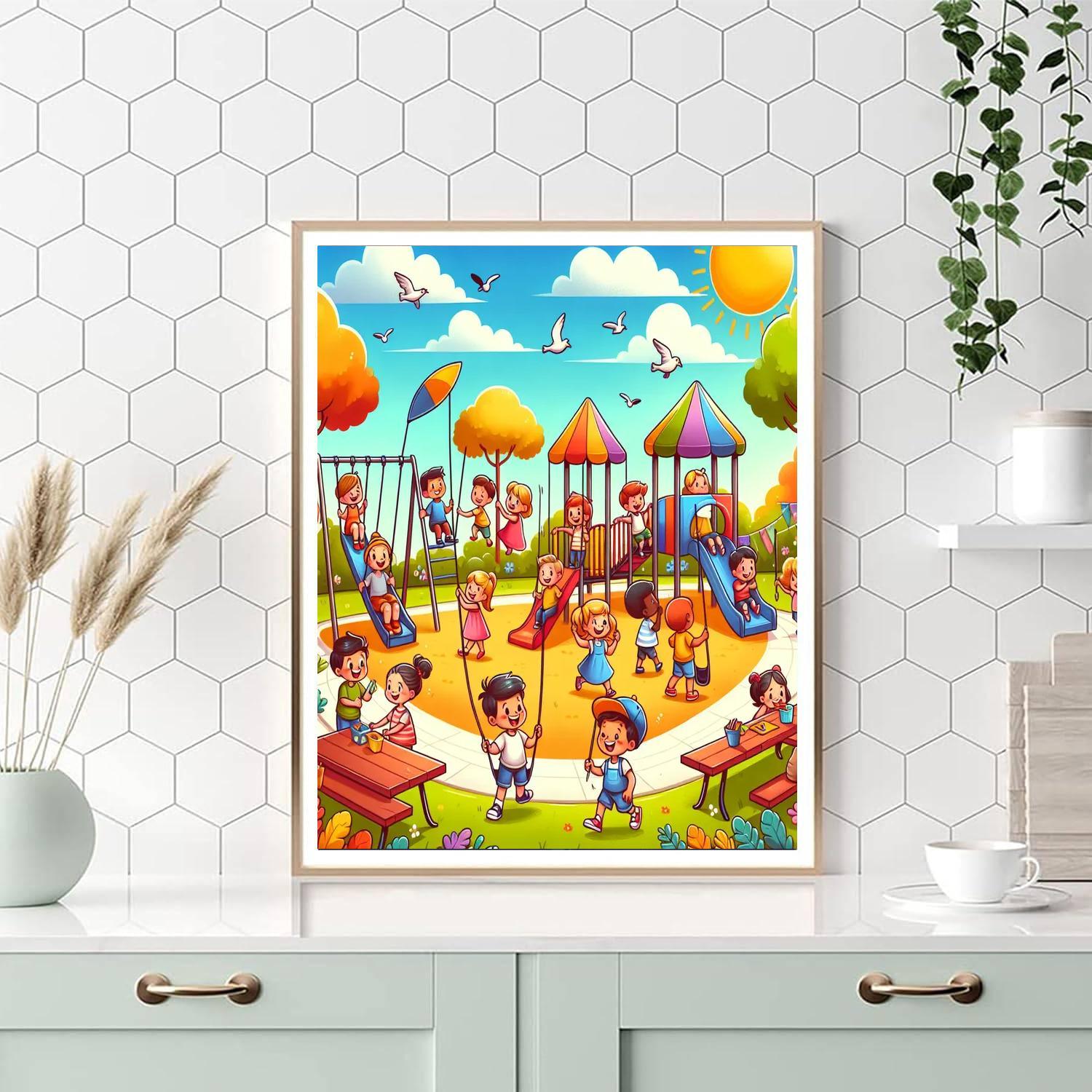 Colorful Community Park Paint By Numbers