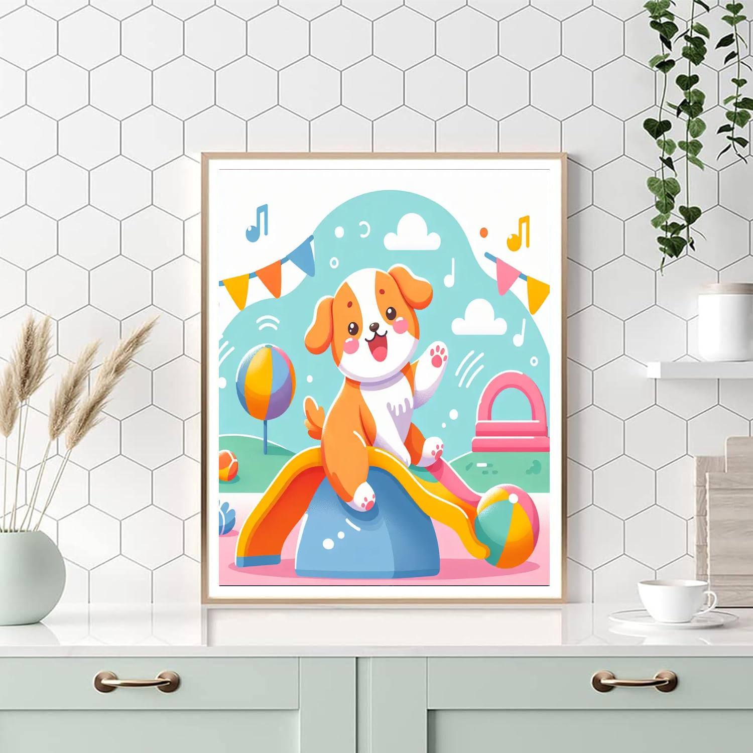 Puppy's Playground Paint By Numbers Art