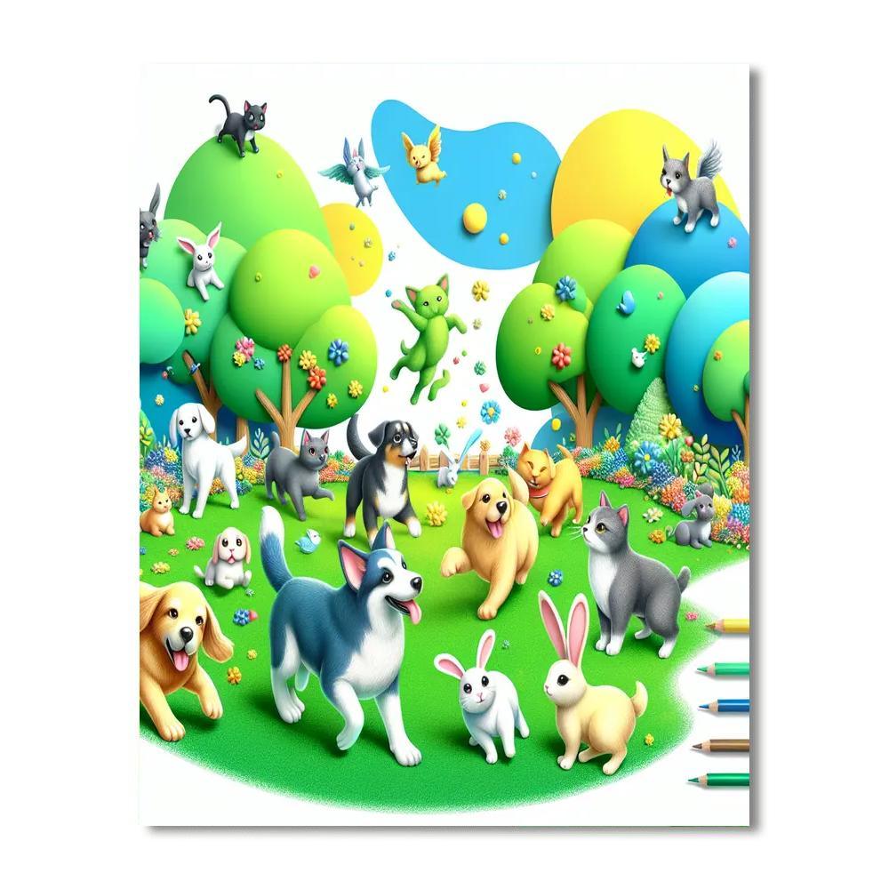 Joyful Pet Adventure Number Painting