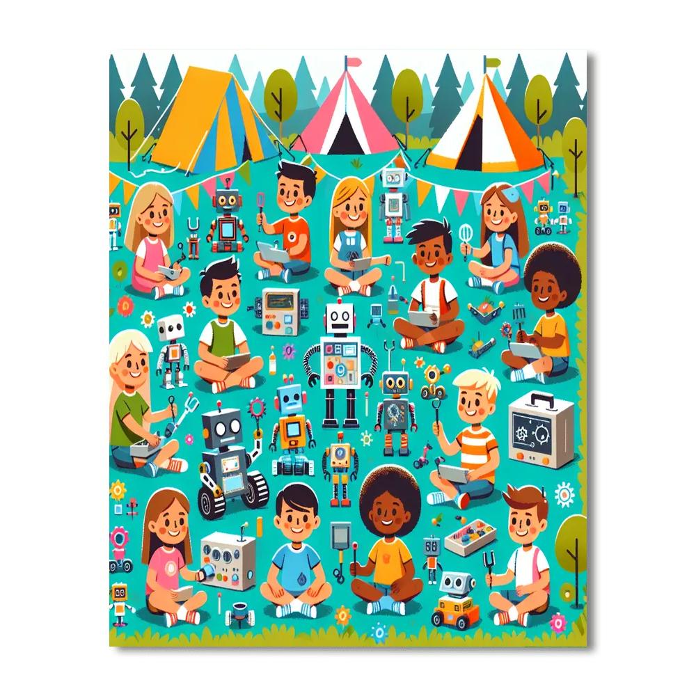 Robot Adventure Camp Number Painting