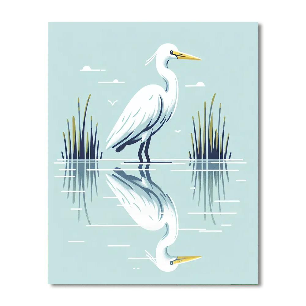 Eager Egret Paint By Numbers Art