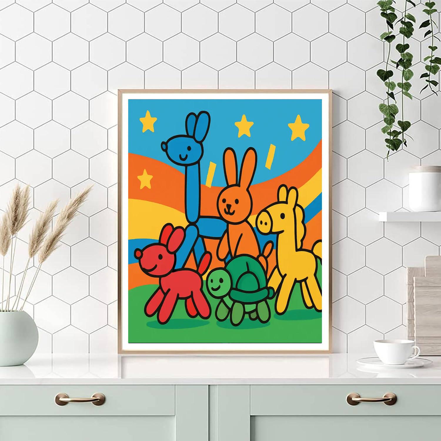 Balloon Animal Parade DIY Paint By Numbers