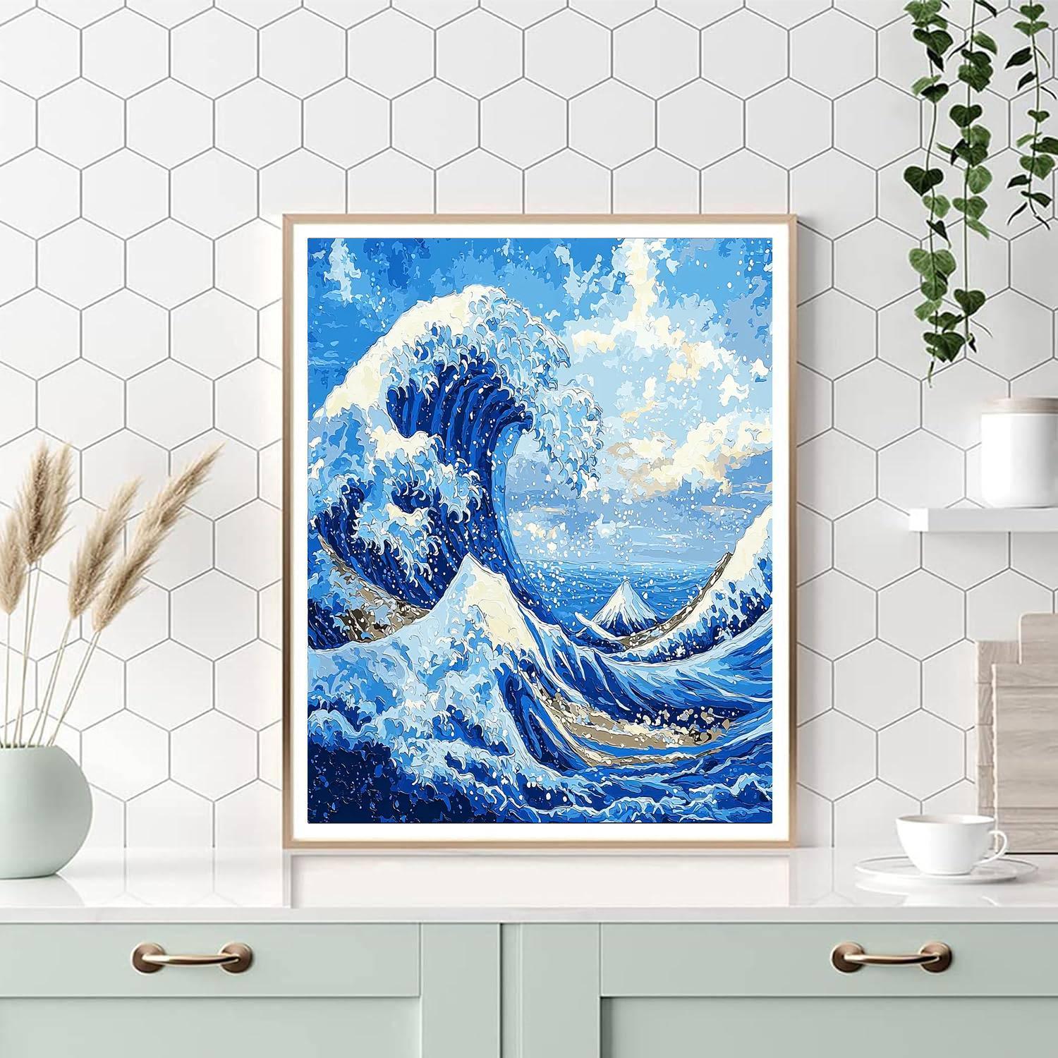 Katsushika Hokusai Inspired Japanese Wave Celebration  DIY Paint By Numbers