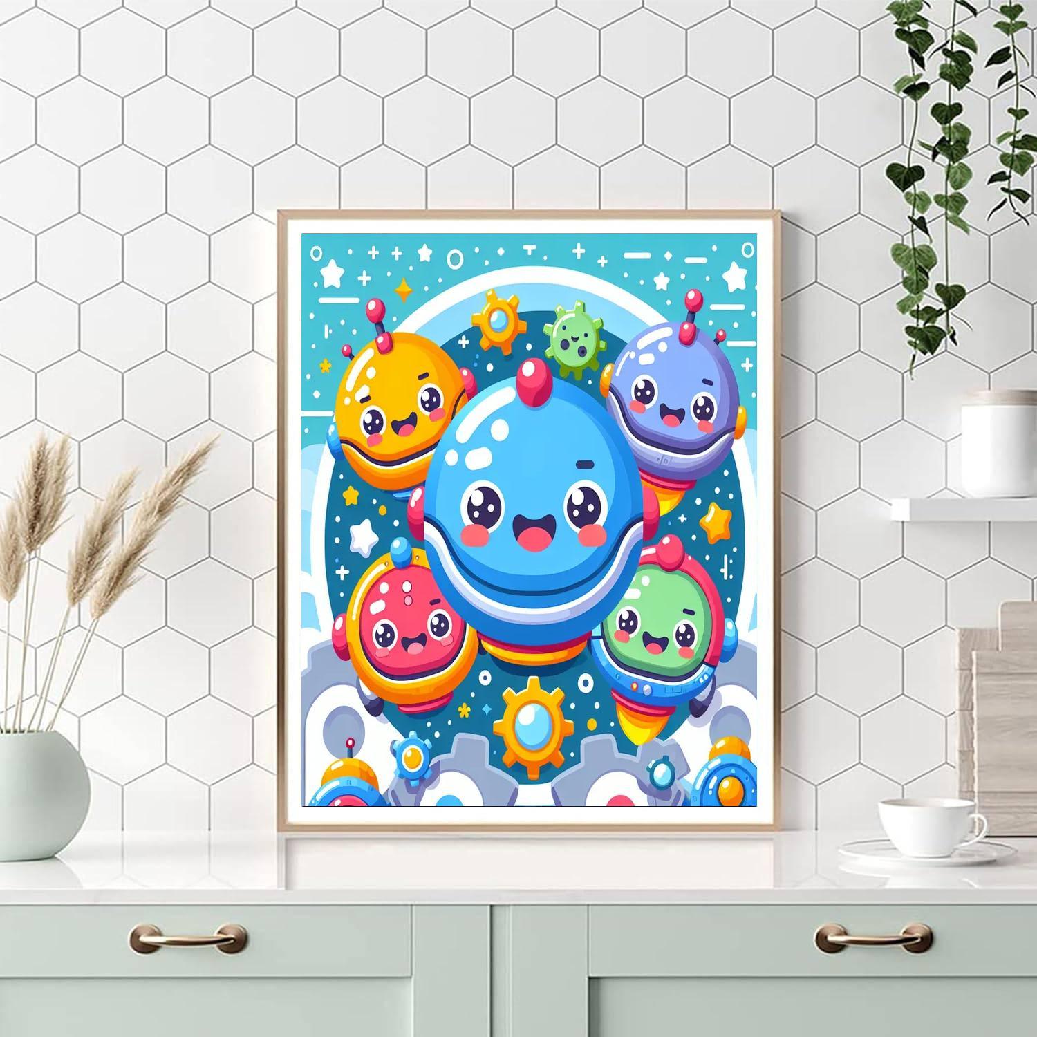 Funny Robot Friends Paint By Numbers Art