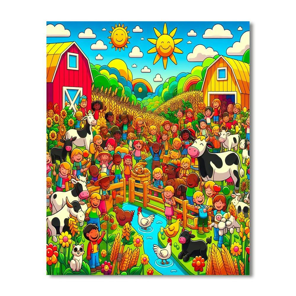 Cheerful Farm Fun Paint By Numbers Kits