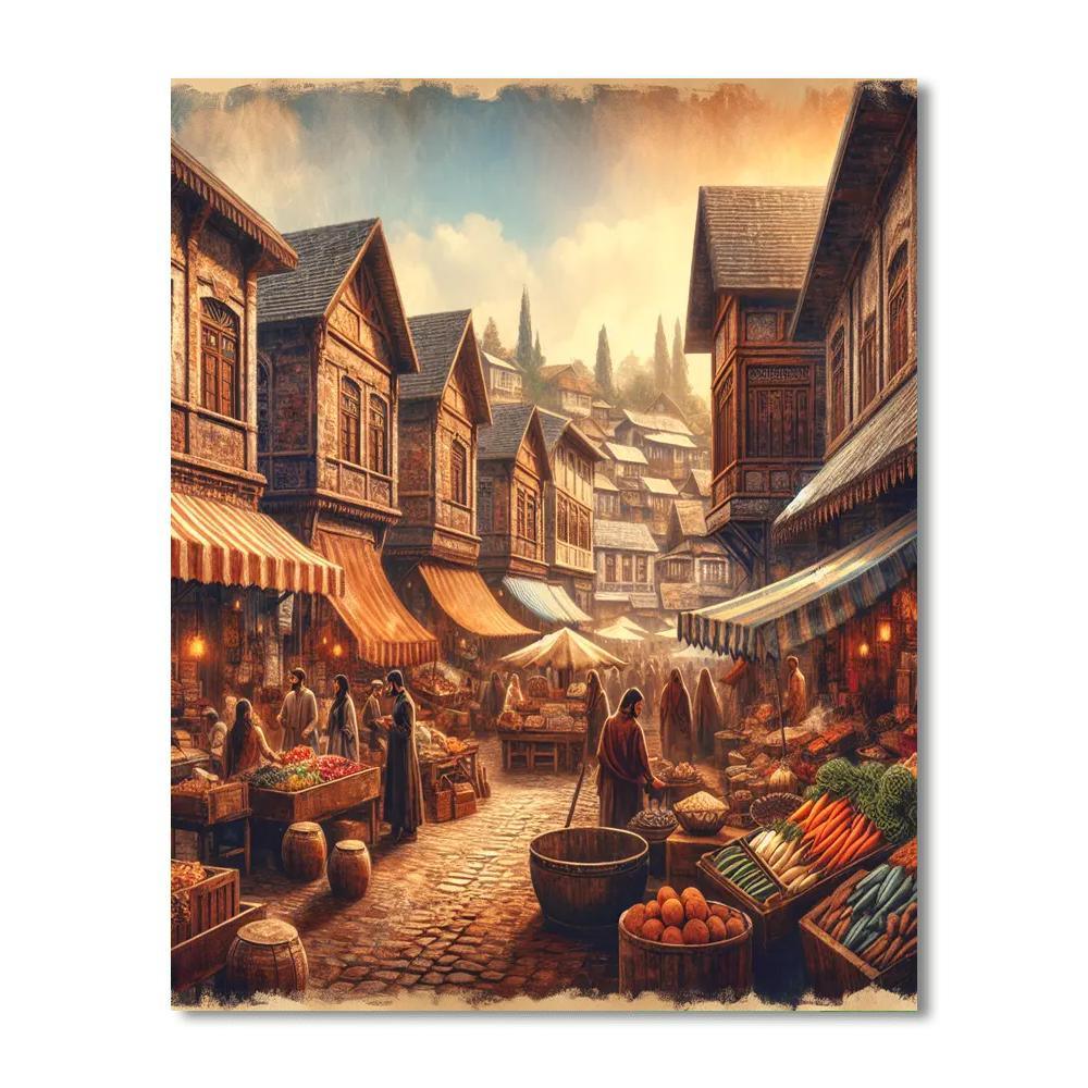 Historical Market Town Numbered Painting Kits