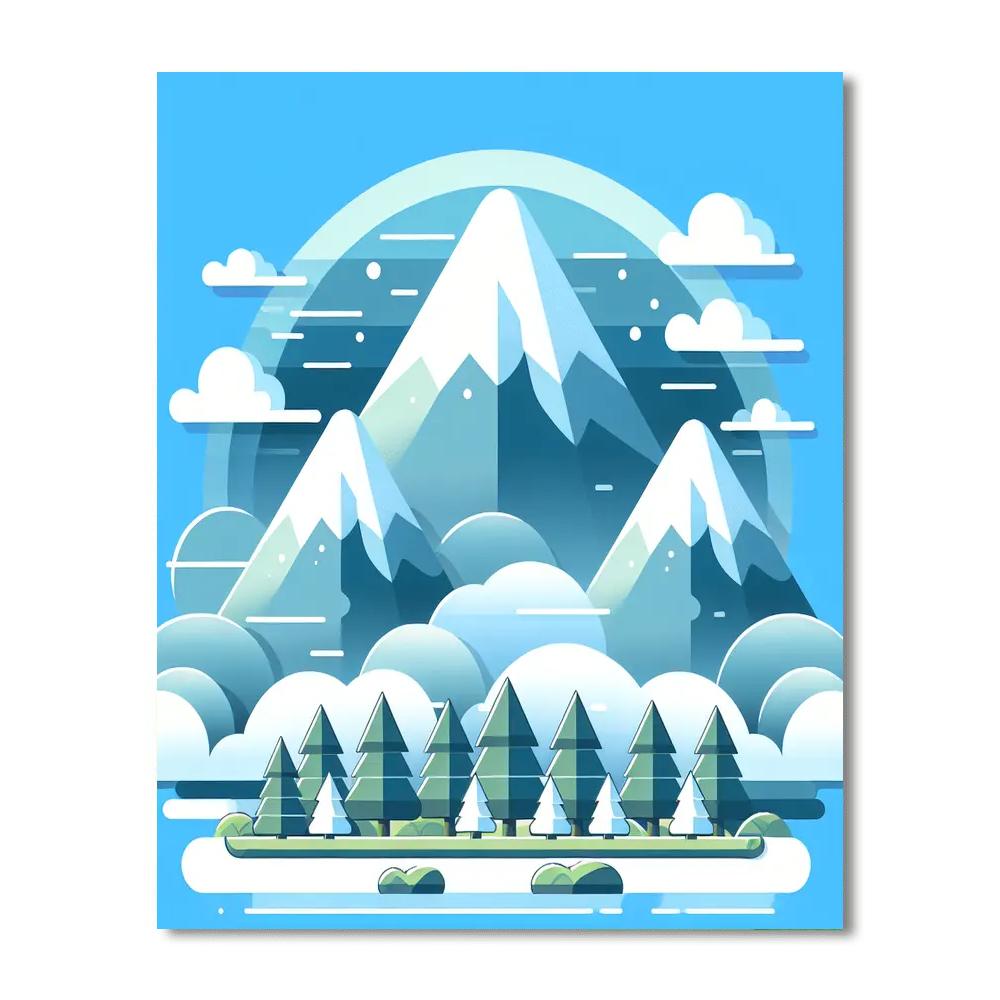 Snowy Mountains Painting Number Kit