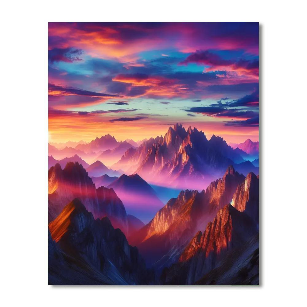 Mystical Mountain Sunset Painting Number Kit