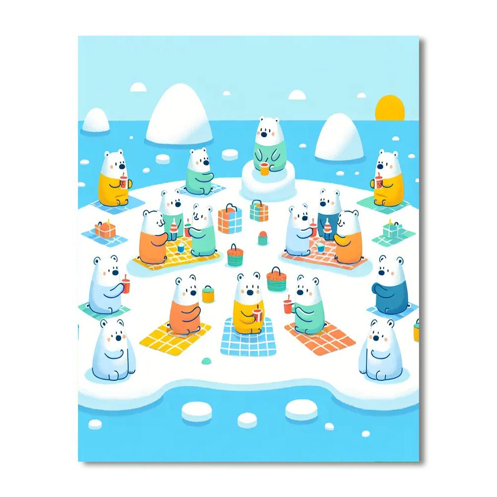 Polar Bears’ Snowy Picnic Paint By Numbers