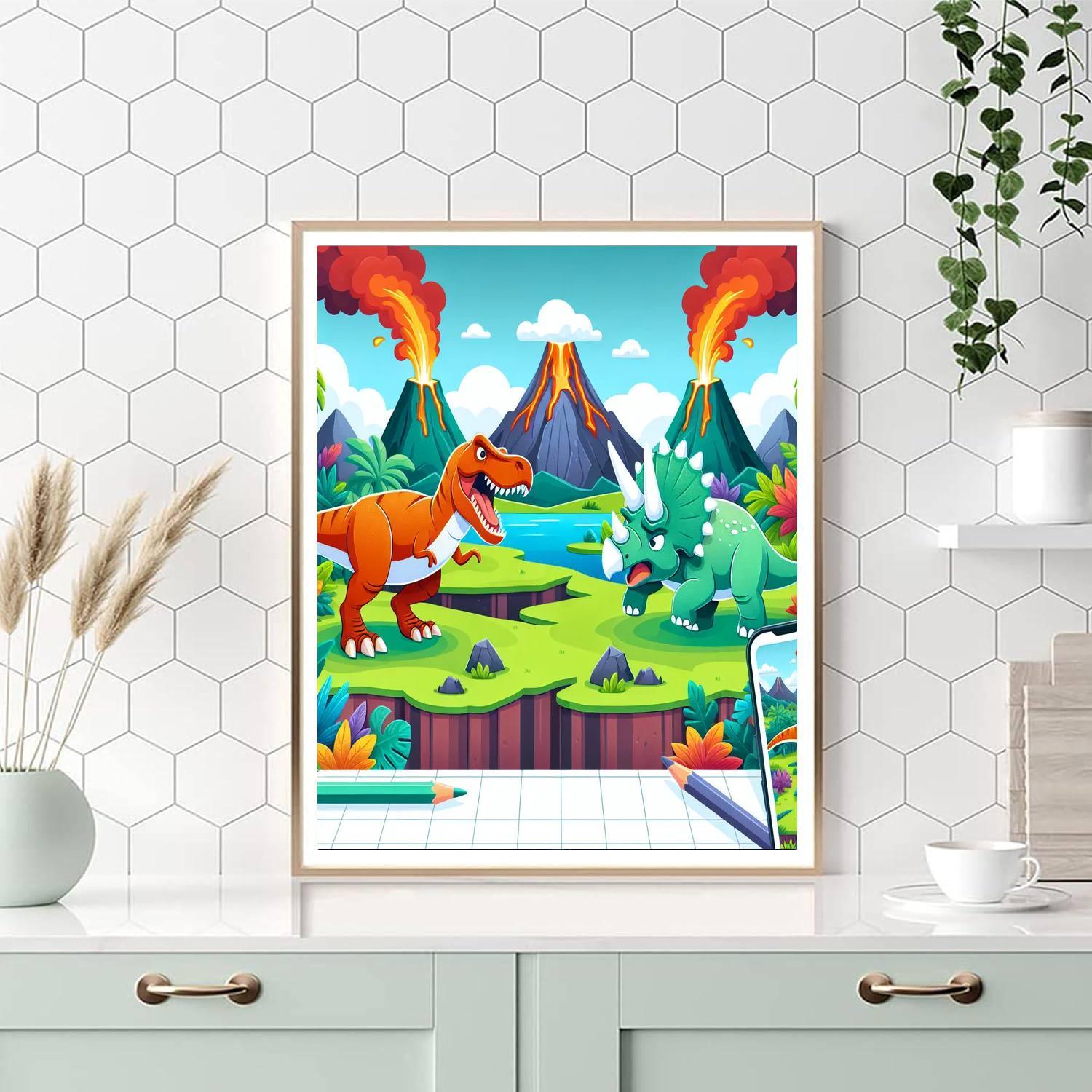 Heroic Dinosaurs Paint By Numbers Art