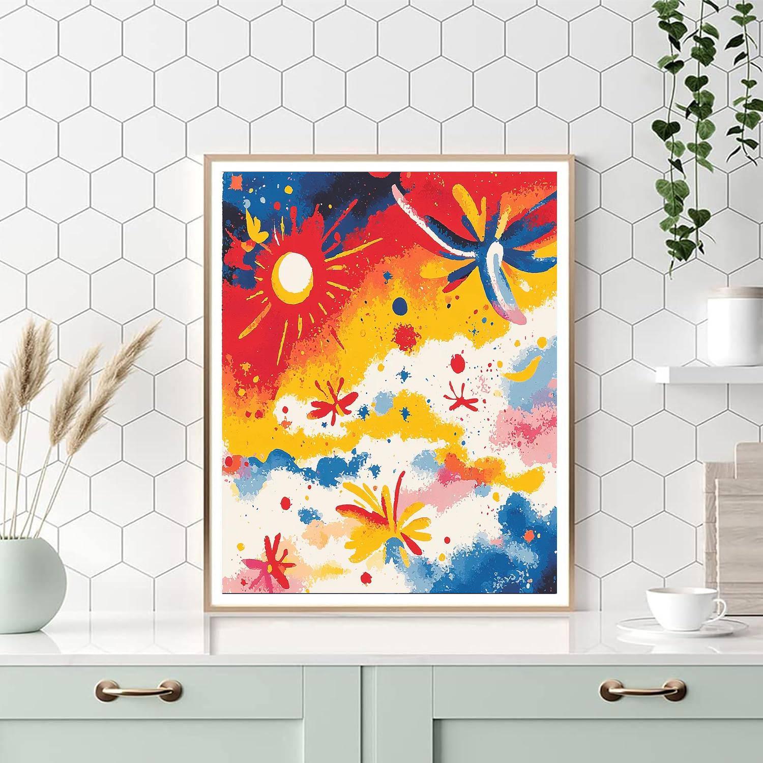 Joan Miró Inspired Whimsical Sky Adventures  Numbered Painting Kits