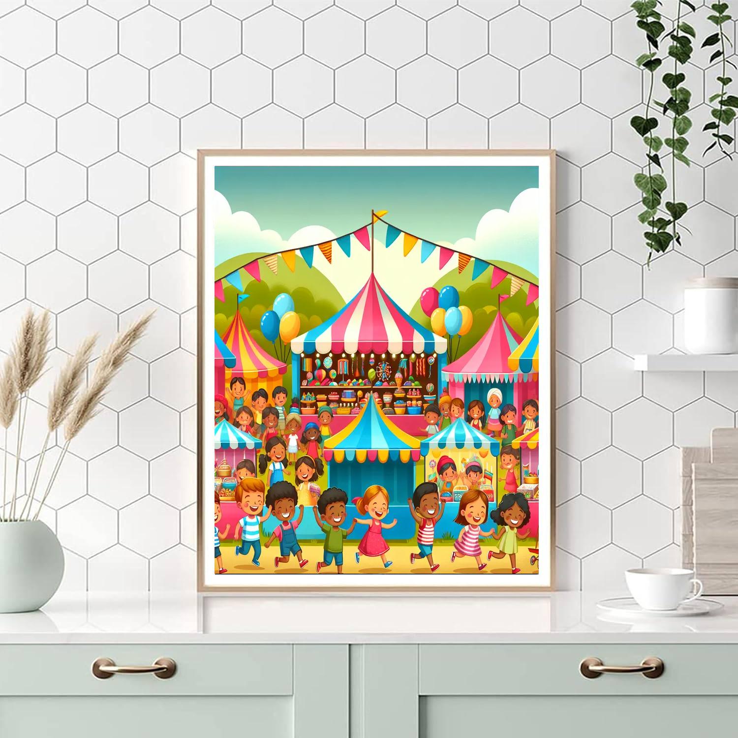 Vibrant Village Fair Painting By Numbers Kit