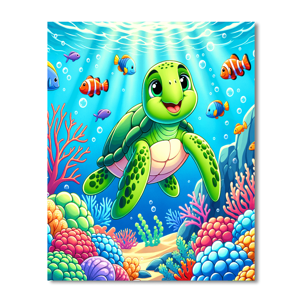 Friendly Ocean Turtles Painting By Numbers Kit