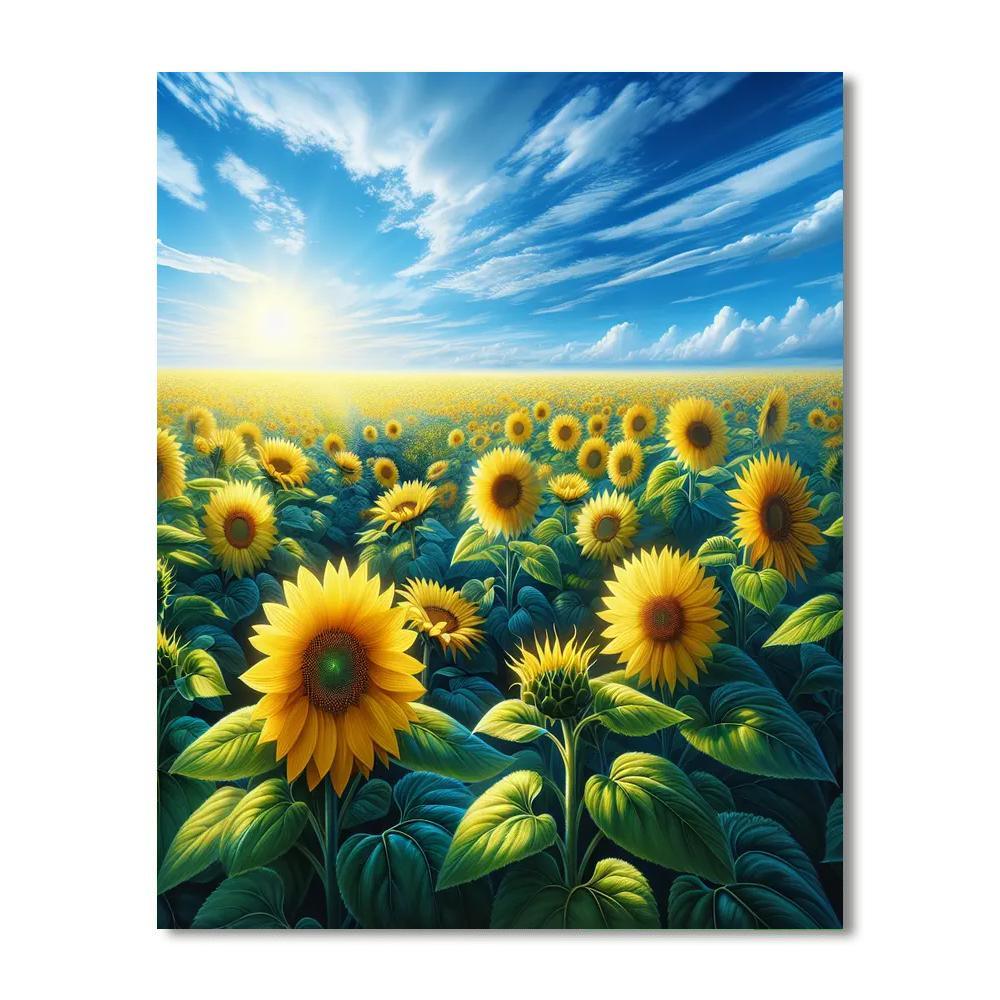 Glorious Sunflower Fields Painting Number Kit