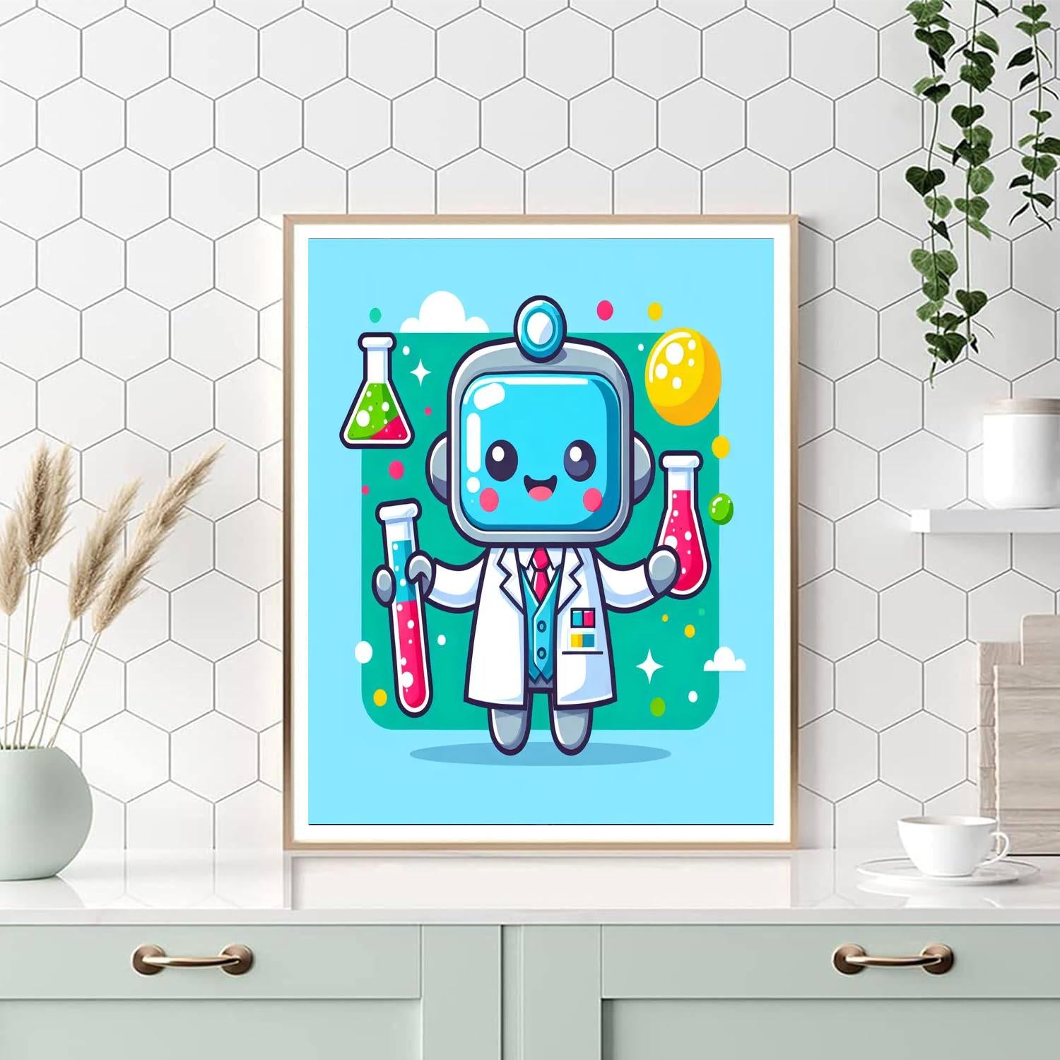 Robot Scientist Paint By Numbers Art