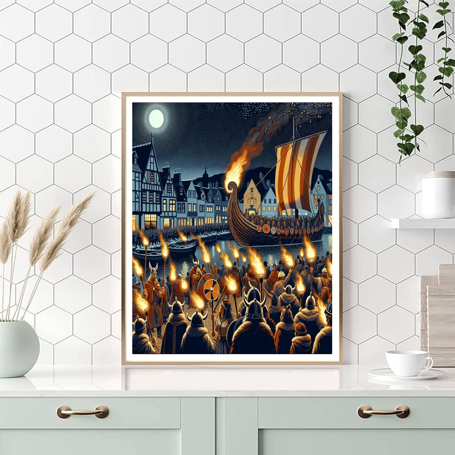 The Up Helly Aa Fire Festival - Scotland Painting Number Kit