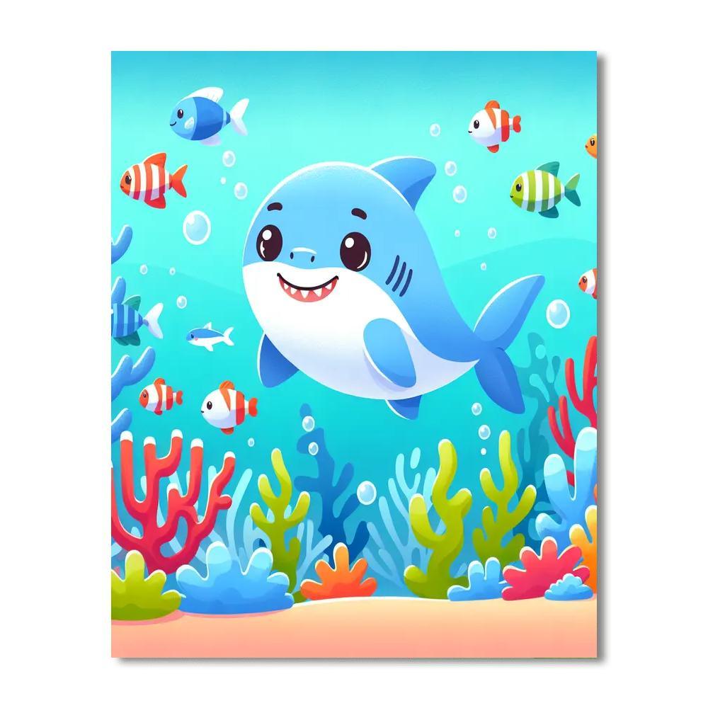 Curious Baby Shark Paint By Numbers Art